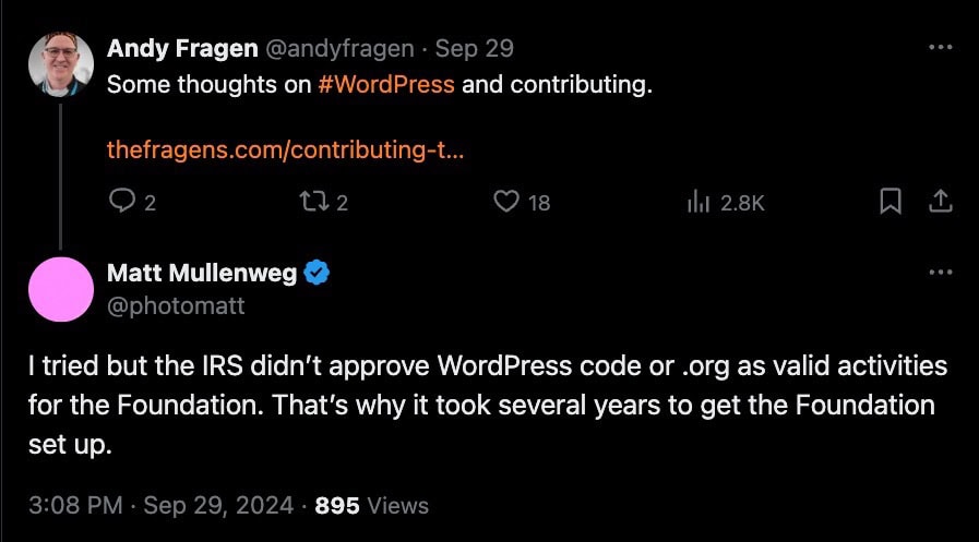 Andy Fragen Matt Mullenweg WordPress Drama