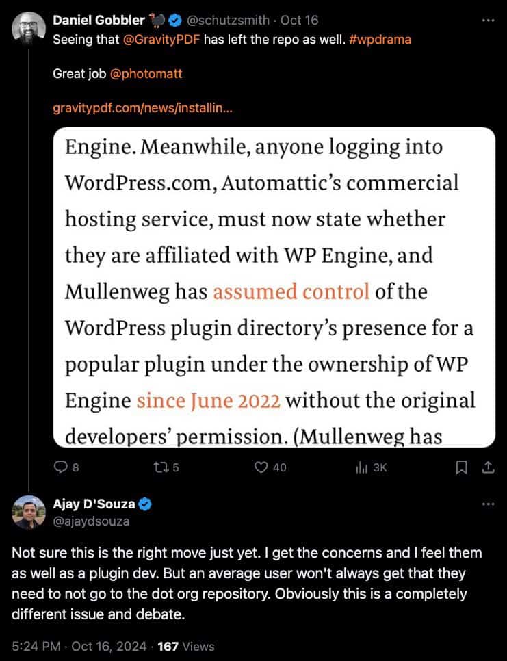 Daniel Gobbler WordPress Drama